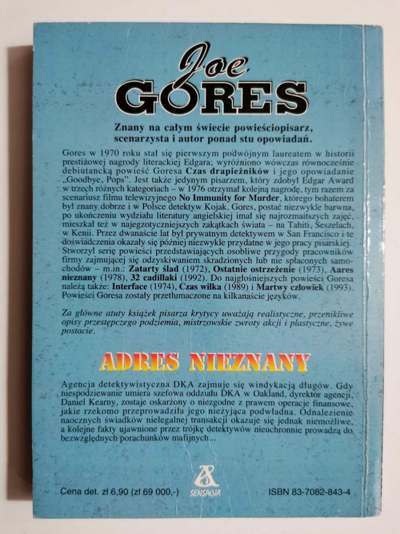 ADRES NIEZNANY - Joe Gores 