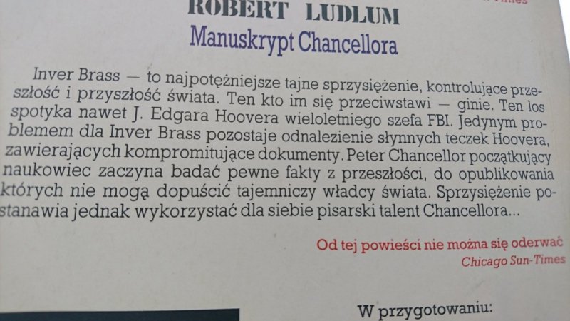 MANUSKRYPT CHANCELLORA - Robert Ludlum 1990