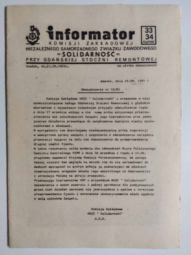 INFORMATOR NR 33,34 – 23.09.1981