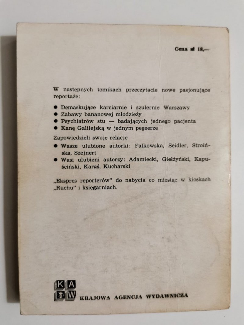 EKSPRES REPORERTÓW. KOPEĆ O PRZYMIOTACH WODY 1977