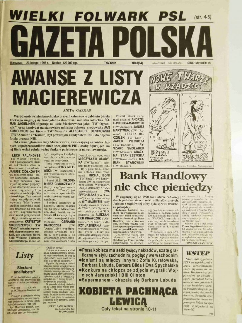 GAZETA POLSKA TYGODNIK NR 8 (84) 23 LUTEGO 1995 r.