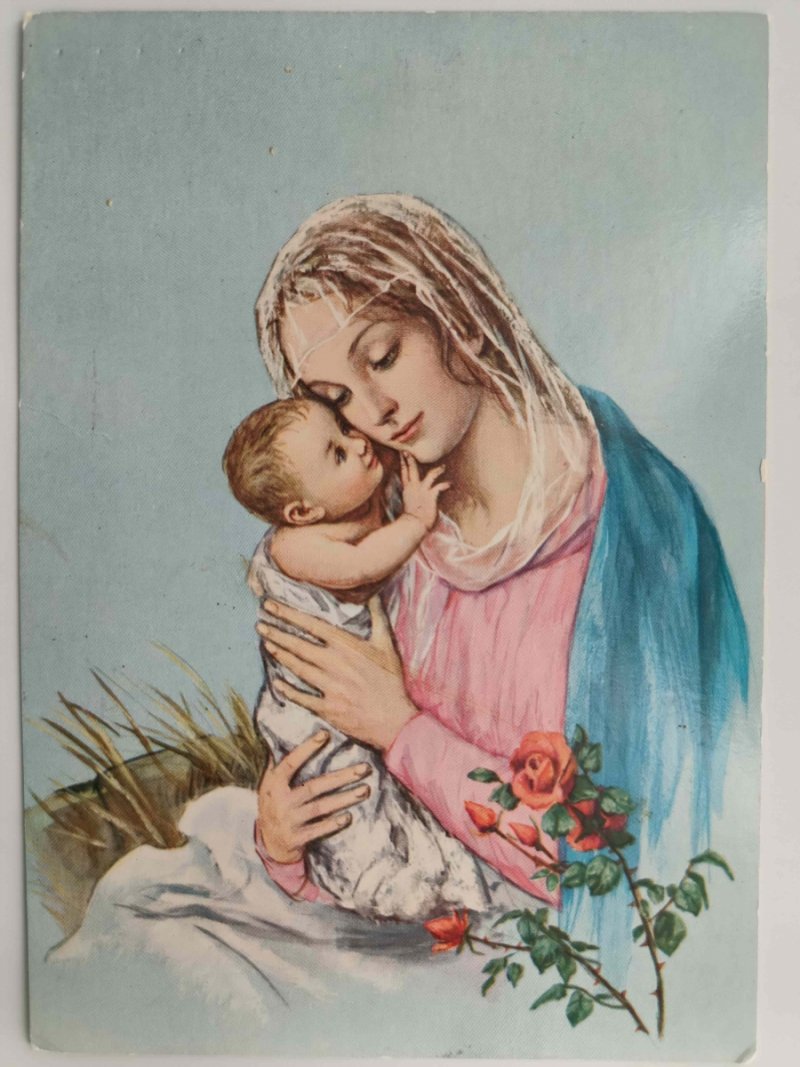 MARYJA Z DZIECIĄTKIEM NIEBIESKIE TŁO