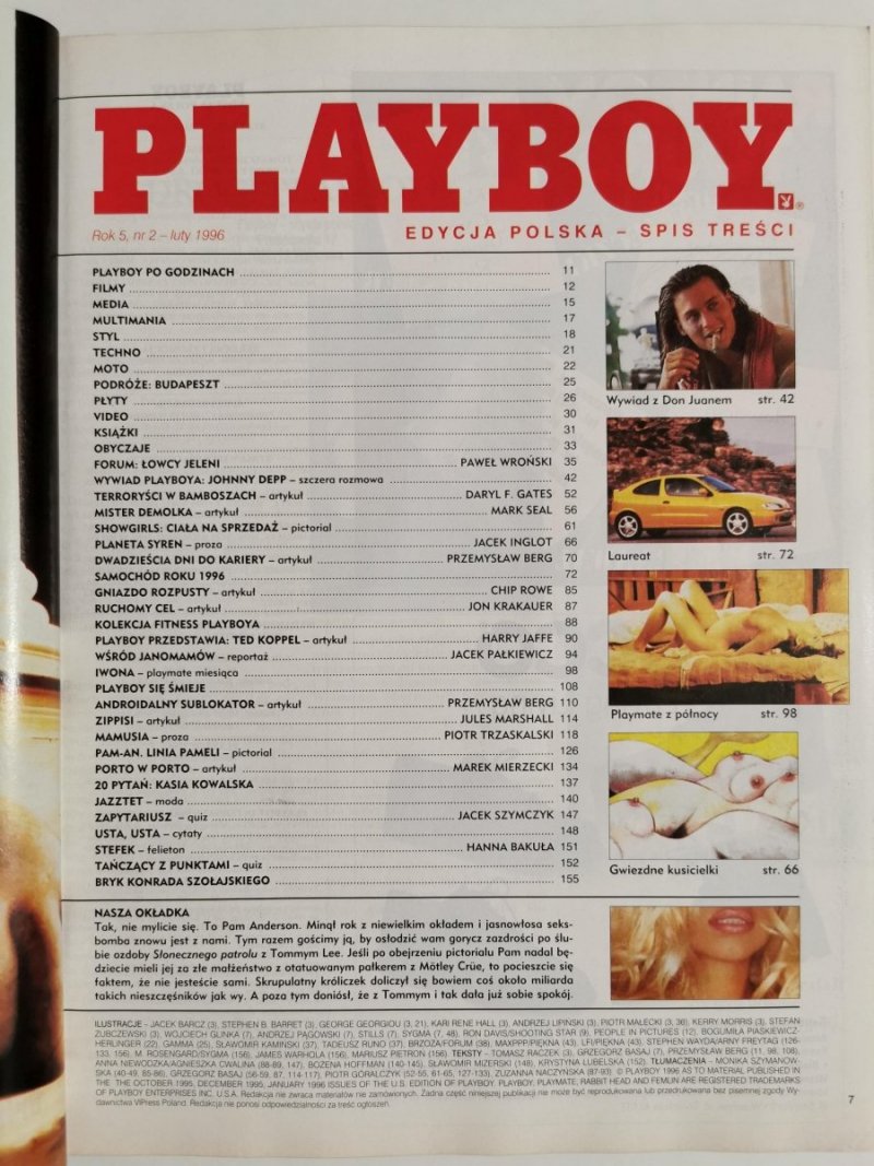 PLAYBOY NR 2 (39) LUTY 1996 PAM ANDERSON