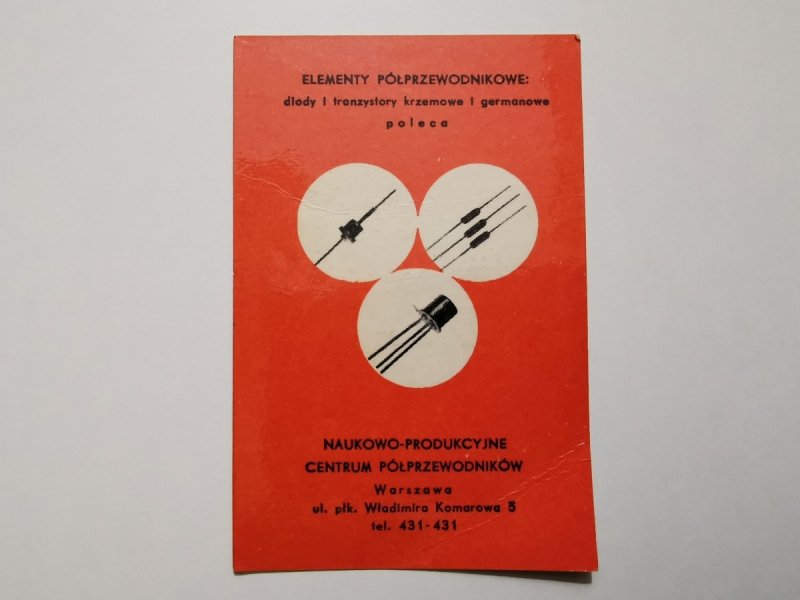 KALENDARZYK 1972 TERMINARZ TECHNIKA. ELEMENTY PÓŁPRZEWODNIKOWE