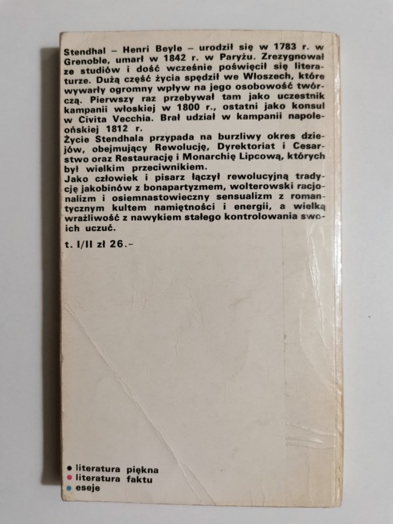 PUSTELNIA PARMEŃSKA TOM I - Stendhal 1974