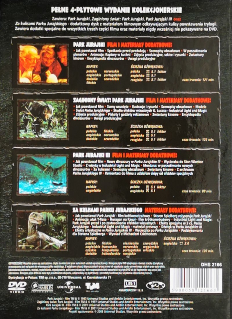 DVD. PARK JURAJSKI. PEŁNE WYDANIE KOLEKCJONERSKIE