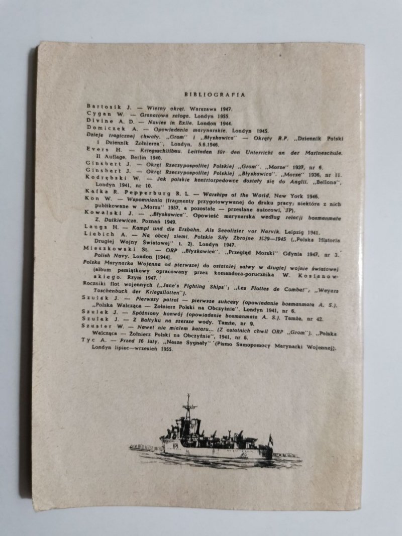MINIATURY MORSKIE. NISZCZYCIELE GROM I BŁYSKAWICA 1959