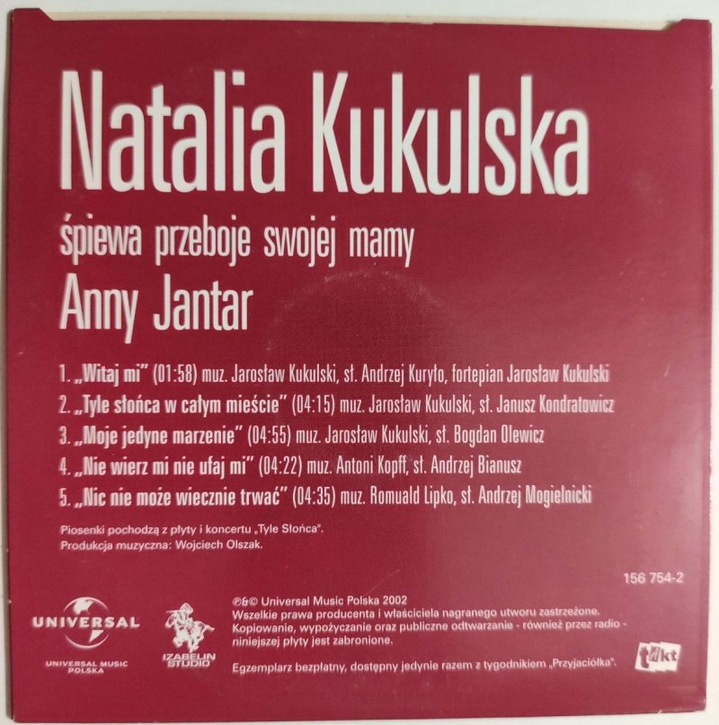 CD. NATALIA KUKULSKA ŚPIEWA PRZEBOJE SWOJEJ MAMY ANNY JANTAR