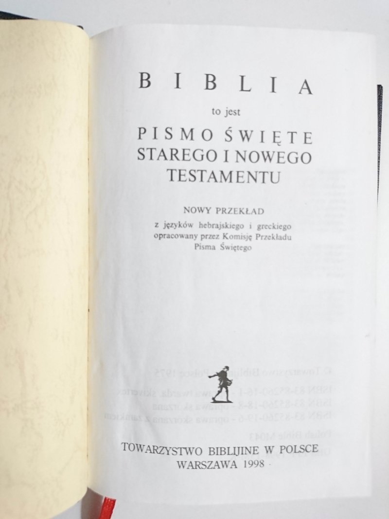 BIBLIA TO JEST PISMO ŚWIĘTE STAREGO I NOWEGO TESTAMENTU 