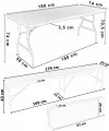 Zestaw cateringowy Rattan brąz stół 180 cm+ 2 ławki