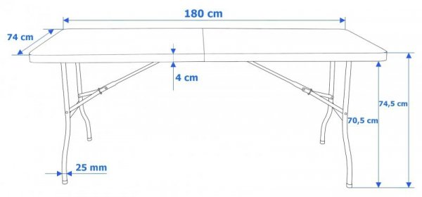 Stół cateringowy RATTAN składany w walizkę - 180 cm szary