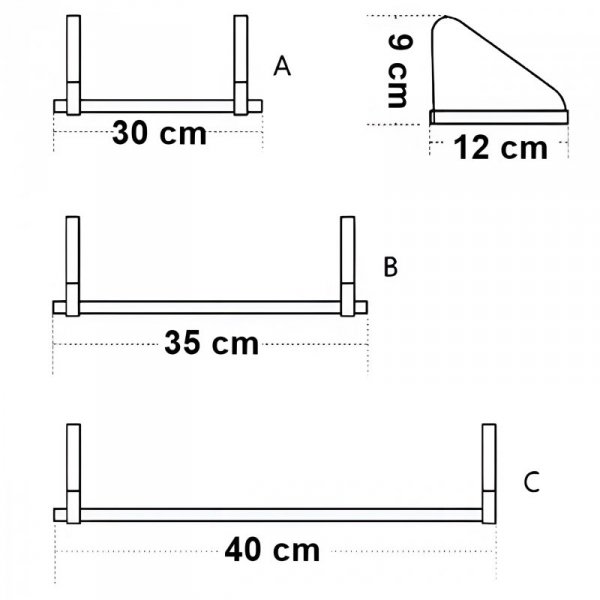 Zestaw 3 półek loft SIRIN craft