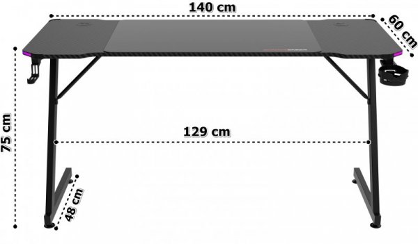 Biurko gamingowe SHADOW GAMER 2.0 140 cm LED RGB podkładka