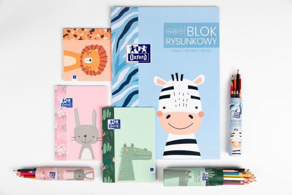 Blok rysunkowy szkolny A2 biały 20 kartek 120g KIDS 400170352 OXFORD