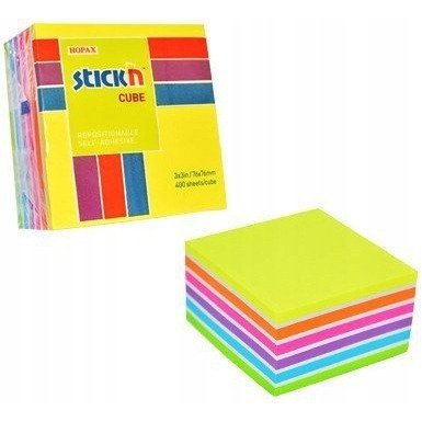 Bloczek STICK"N 76x76mm 400k mix neonowy 6 kolorów 21539