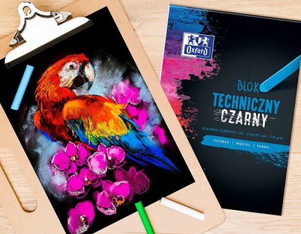 Blok techniczny szkolny A3 czarne kartki 10 kartek 210g 400093235 OXFORD