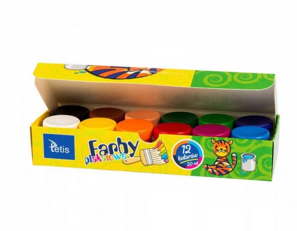 Farby plakatowe 12kol.20ml TETIS KF001-D