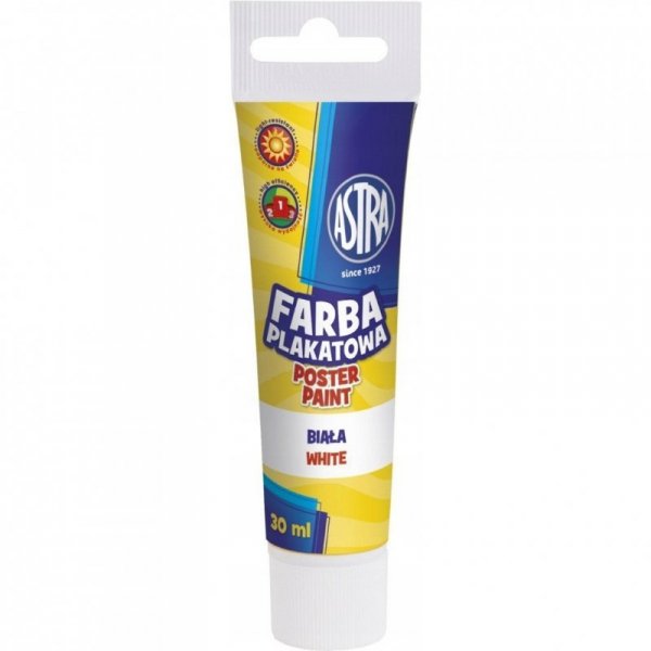 Farba plakatowa w tubkach 30ml szkolna biała 83110904 ASTRA