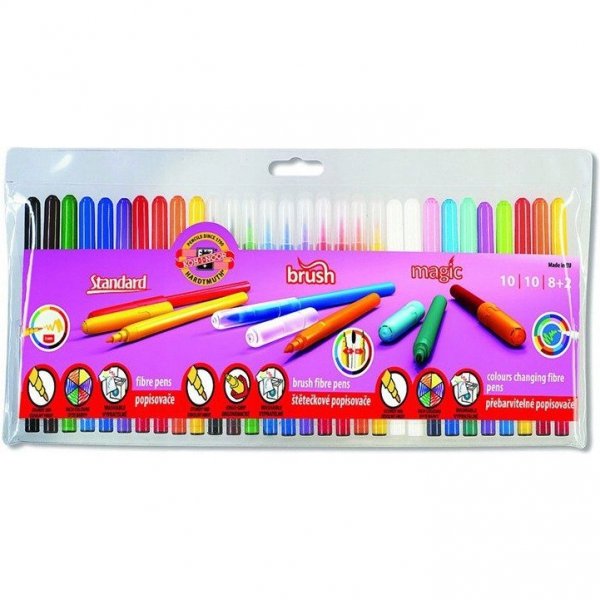 Flamastry mix 30szt. 10 szkolnych, 10 magic, 10 pędzelkowych 771629 KOH-I-NOOR