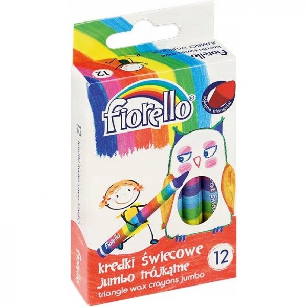 Kredki FIORELLO świecowe trójkątne 12 kolorów JUMBO 170-2209