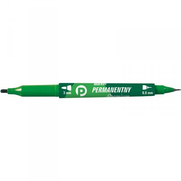 Marker permanentny dwustronny zielony okrągły/fibrowy KM501-Z2 TETIS