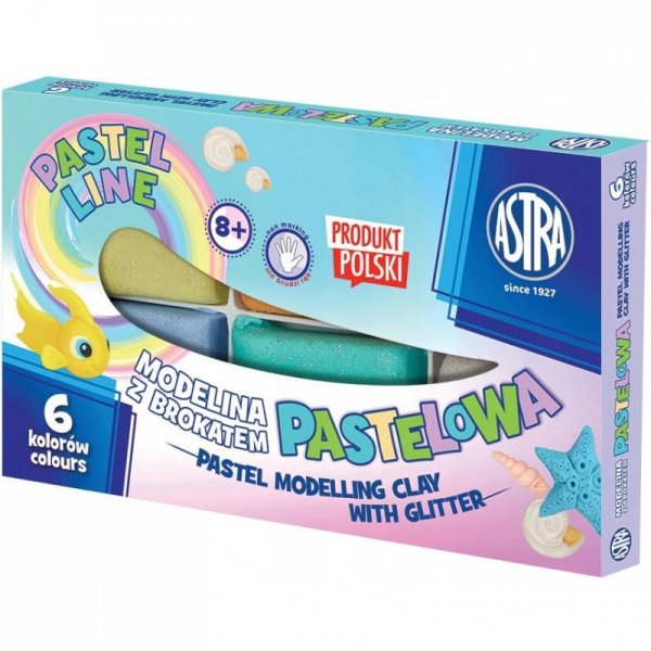 Modelina termoutwardzalna pastelowa z brokatem zestaw 6 kolorów 304118001 ASTRA