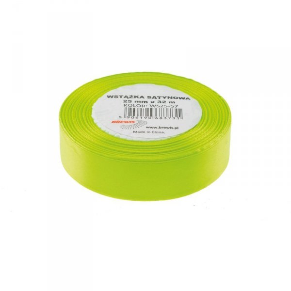 Wstążka satynowa 25mm/32m limonka BREWIS