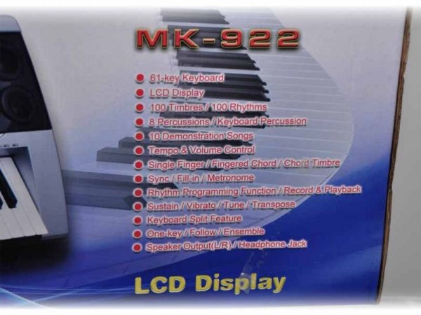 Keyboard MK-922 - duży wyświetlacz LCD, 61 klawiszy