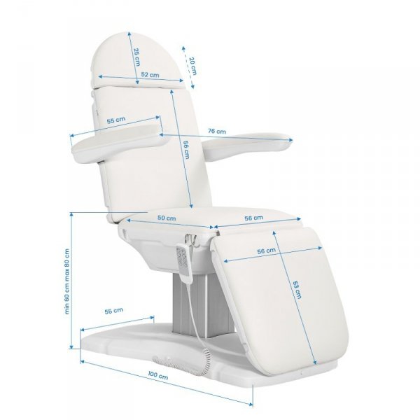 FOTEL KOSMETYCZNY ELEKTR. ECLIPSE 4 SILN. BIAŁY