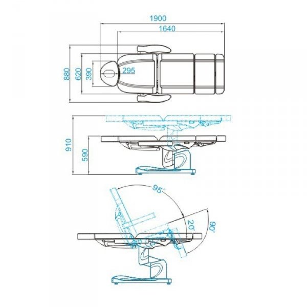 Fotel kosmetyczny elektr. Azzurro 708A 4sil. - biały