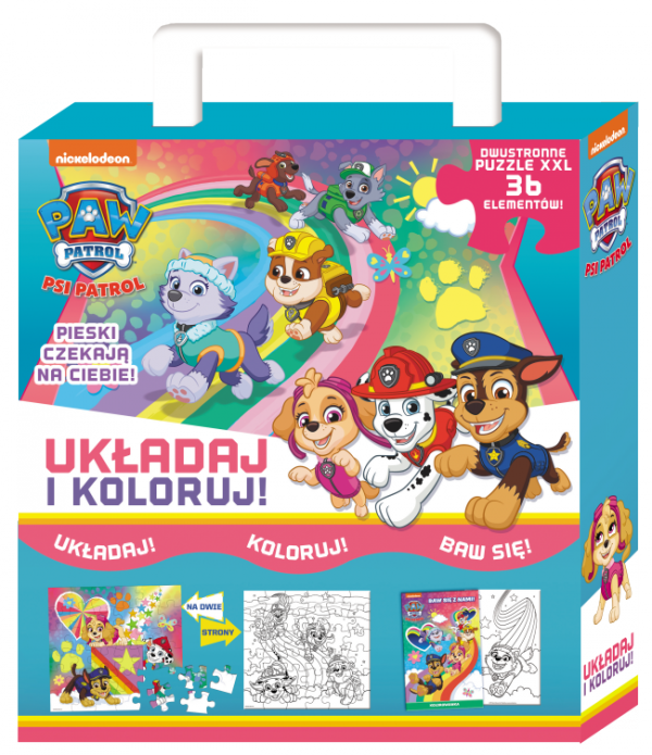 Psi Patrol Układaj i koloruj! Pieski czekają na ciebie! Kolorowanka i puzzle XXL