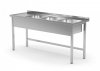 Stół z trzema zlewami bez półki - komory po prawej stronie 1500 x 700 x 850 mm POLGAST 223157-P 223157-P
