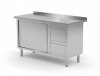 Stół przyścienny szafka z dwiema szufladami i drzwiami suwanymi - szuflady po prawej stronie 1600 x 700 x 850 mm POLGAST 130167-P 130167-P