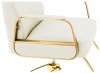  Fotel fryzjerski z podnóżkiem - 560 - 730 mm - 200 kg - kremowy / złoty Physa 10040760  PHYSA STAUNTON CREAM & GOLD