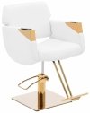 Fotel fryzjerski z podnóżkiem - 470 - 630 mm - 200 kg - biały / złoty Physa 10040761 PHYSA PENRYN WHITE & GOLD