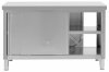  Stół roboczy z szafką przelotową ze stali nierdzewnej - ECO - 140 x 70 cm - 500 kg - Royal Catering 10013445 RCSSCB-140X70-H 