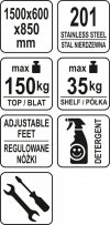 STÓŁ CENTRALNY SKŁADANY Z PÓŁKĄ 1500×600×H850mm YATO YG-09004 YG-09004