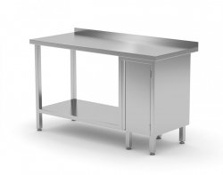Stół przyścienny szafka z drzwiami na zawiasach i półką - szafka po prawej stronie 1900 x 600 x 850 mm POLGAST 126196-P 126196-P