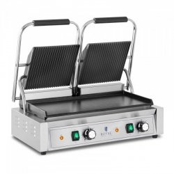 Grill kontaktowy - płyta ryflowana i gładka - Royal Catering - 3600 W ROYAL CATERING 10011990 RCPKG-3600-M