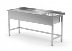Stół ze zlewem wzmocniony bez półki - komora po prawej stronie 1400 x 700 x 850 mm POLGAST 210147-P 210147-P