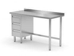 Stół przyścienny szafka z trzema szufladami - szuflady po lewej stronie 1200 x 600 x 850 mm POLGAST 123126-3-L 123126-3-L