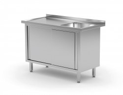Stół ze zlewem, szafka z drzwiami suwanymi - komora po prawej stronie 1700 x 700 x 850 mm POLGAST 217177-P 217177-P