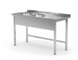 Stół z dwoma zlewami bez półki - komory po lewej stronie 1900 x 600 x 850 mm POLGAST 221196-L 221196-L