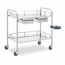 Wózek laboratoryjny - stal nierdzewna - 2 półki 74 x 44 x 13 cm - 2 szuflady - 20 kg STEINBERG 10030858 SBS-LF-132