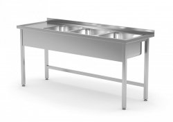 Stół z trzema zlewami bez półki - komory po prawej stronie 1700 x 600 x 850 mm POLGAST 223176-P 223176-P