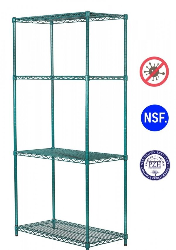 Regał antybakteryjny noMICRO siatkowy 4-półkowy 61x107x200 cm ULTRA POWER