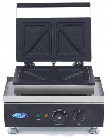 Opiekacz do Kanapek Panini Profesjonalny 2 sztuki 1750W z Tacą Ociekową MAXIMA 09374170 8719632127796