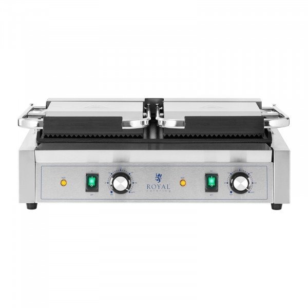 Grill kontaktowy - płyta ryflowana i gładka - Royal Catering - 3600 W ROYAL CATERING 10011990 RCPKG-3600-M