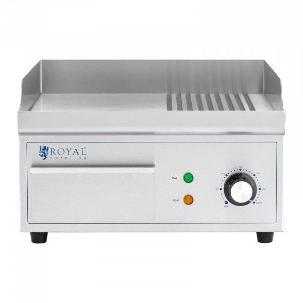 Płyta grillowa - 360 x 380 mm - gładka i ryflowana - 2000 W ROYAL CATERING 10012027 RCPG45-M