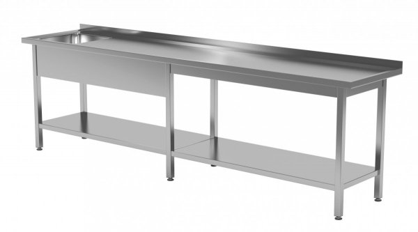 Stół ze zlewem i półką - komora po lewej stronie 2400 x 700 x 850 mm POLGAST 212247-6-L 212247-6-L